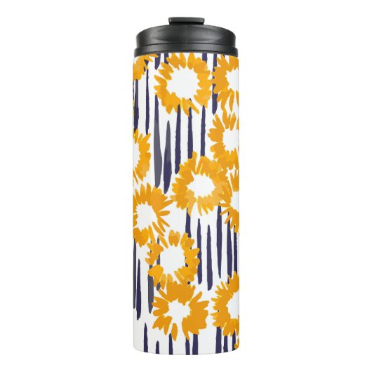 Gele bloemen: met de hand beschilderd thermosbeker (Voorkant)