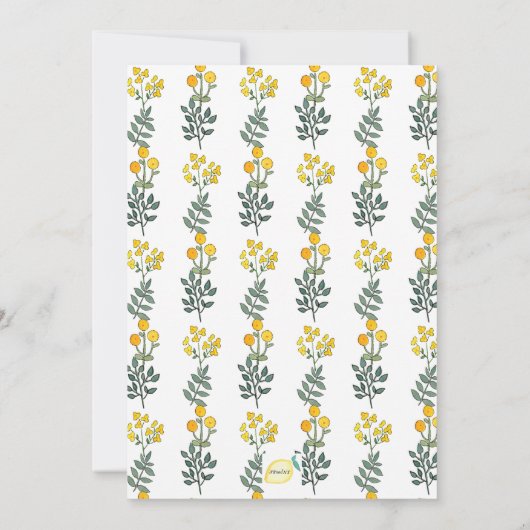 Gele Bloemen met de Uitnodiging van de Gebeurtenis (Achterkant)