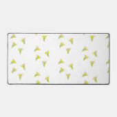 Gele bloemen met groene bladeren op wit bureaumat (Voorkant)