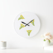 Gele bloemen met groene bladeren op wit grote klok (Huis)