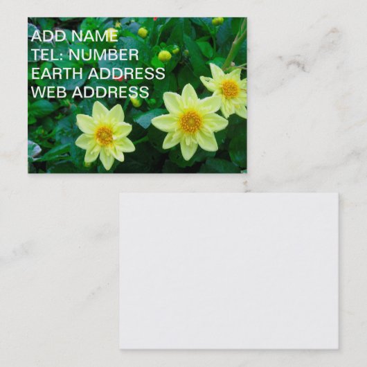 Gele bloemen met groene bladeren visitekaartje (Voorkant / Achterkant)