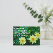 Gele bloemen met groene bladeren visitekaartje (Staand voorkant)