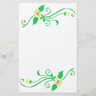 Gele bloemen met groene wijnsteenbakkerij briefpapier