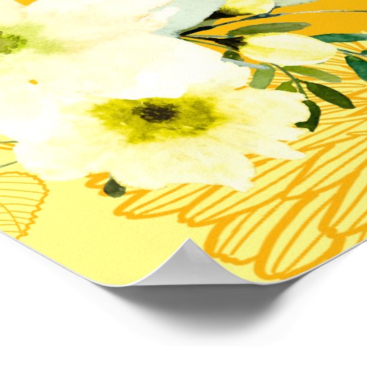 Gele bloemen met Haldi-welkomstteken Poster (Hoek)