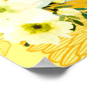 Gele bloemen met Haldi-welkomstteken Poster (Hoek)
