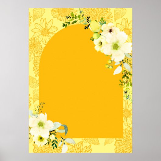 Gele bloemen met Haldi-welkomstteken Poster (Voorkant)