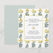 Gele bloemen met mint oefen uitnodiging (Voorkant / Achterkant)
