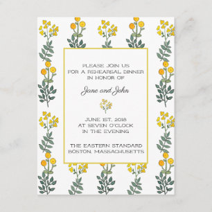 Gele bloemen met mint oefen uitnodiging