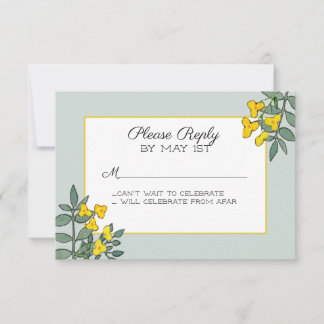 Gele bloemen met mintaccent RSVP Kaartje