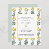 Gele bloemen met uitnodiging van het Mint Rehearsa (Voorkant / Achterkant)