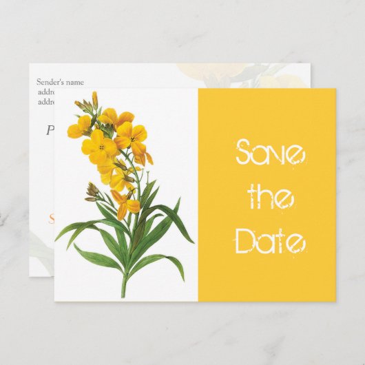  gele bloemen, met uitzondering van de datum-brief aankondigingskaart (Voorkant / Achterkant)