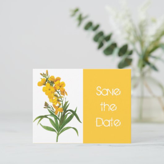  gele bloemen, met uitzondering van de datum-brief aankondigingskaart (Staand voorkant)