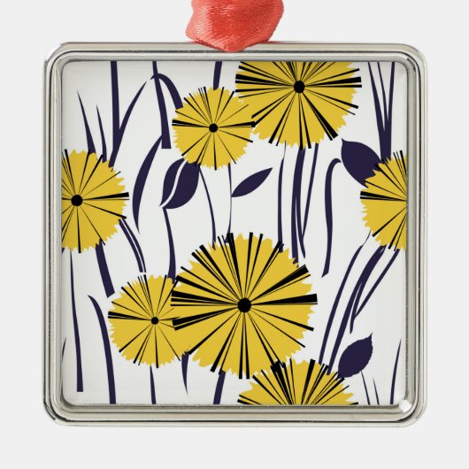 Gele bloemen metalen ornament (Voorkant)
