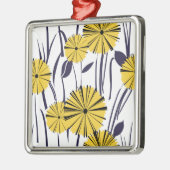 Gele bloemen metalen ornament (Links)