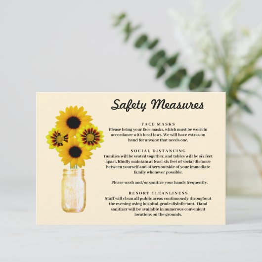 Gele Bloemen Metselaars Pot Veiligheidsmaatregelen Informatiekaartje (Staand voorkant)