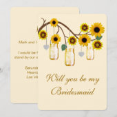 Gele Bloemen Metselaars Potten Bruidsmeisje Kaart (Voorkant / Achterkant)