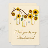 Gele Bloemen Metselwerk Potten Bruidsmeisje Kaart (Voorkant / Achterkant)