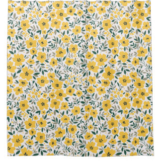 Gele bloemen: moderne bloemen naadloos. douchegordijn