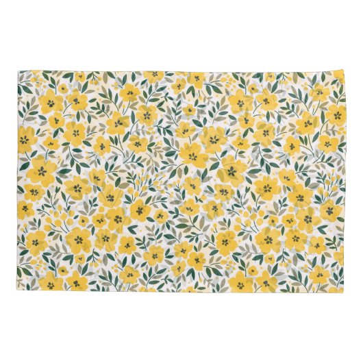 Gele bloemen: moderne bloemen naadloos. kussensloop (Achterkant)