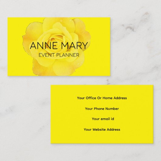 Gele Bloemen Moderne Kleurrijke Evenementenplanner Visitekaartje (Voorkant / Achterkant)