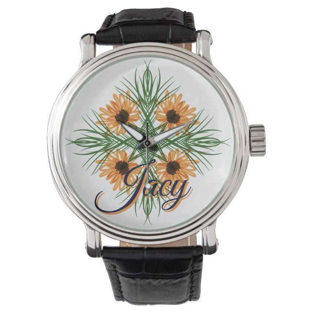 Gele bloemen Moederdag naam Horloge (Voorkant)