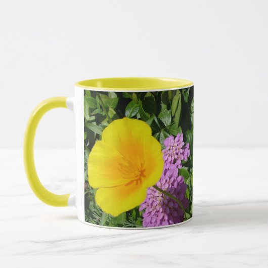 gele bloemen mok (Links)