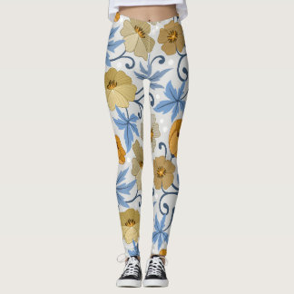 Gele Bloemen: Naadloos Textielontwerp Leggings