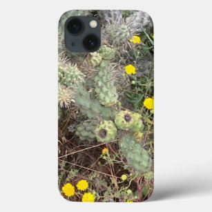Gele bloemen onder cactus foto Case-Mate iPhone case