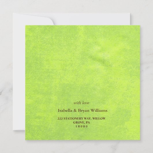 Gele bloemen op Abstract Groen Monogram (Achterkant)