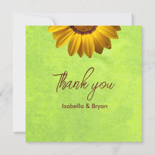 Gele bloemen op Abstract Groen Monogram (Voorkant)