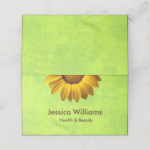 Gele bloemen op Abstract Groen Monogram Afsprakenkaart (Buitenkant ongevouwen)