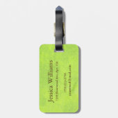 Gele bloemen op Abstract Groen Monogram Bagagelabel (Achterkant verticaal)