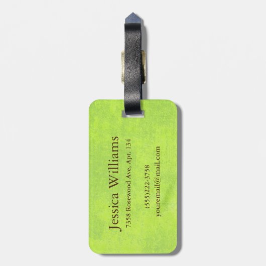 Gele bloemen op Abstract Groen Monogram Bagagelabel (Achterkant verticaal)