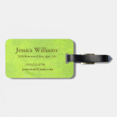 Gele bloemen op Abstract Groen Monogram Bagagelabel (Achterkant horizontaal)