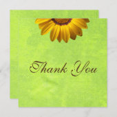 Gele bloemen op Abstract Groen Monogram Bedankkaart (Voorkant / Achterkant)