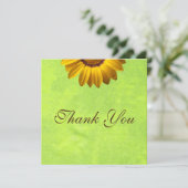 Gele bloemen op Abstract Groen Monogram Bedankkaart (Staand voorkant)