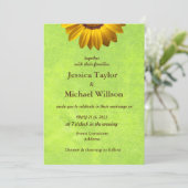 Gele bloemen op Abstract Groen Monogram Kaart (Staand voorkant)