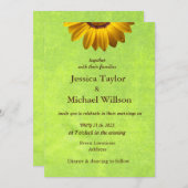 Gele bloemen op Abstract Groen Monogram Kaart (Voorkant / Achterkant)