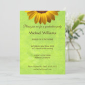 Gele bloemen op Abstract Groen Monogram Kaart (Staand voorkant)