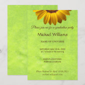 Gele bloemen op Abstract Groen Monogram Kaart (Voorkant / Achterkant)