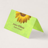 Gele bloemen op Abstract Groen Monogram Kaart (Voorkant)