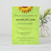 Gele bloemen op Abstract Groen Monogram Kaart (Staand voorkant)