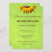 Gele bloemen op Abstract Groen Monogram Kaart (Voorkant / Achterkant)