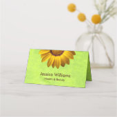 Gele bloemen op Abstract Groen Monogram Klantenkaartje (Voorkant)