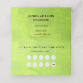 Gele bloemen op Abstract Groen Monogram Klantenkaartje