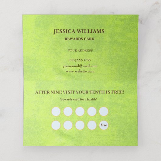 Gele bloemen op Abstract Groen Monogram Klantenkaartje (Binnenkant ongevouwen)