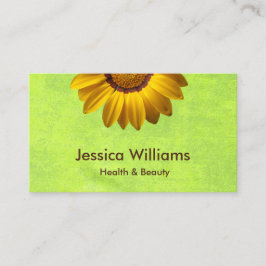 Gele bloemen op Abstract Groen Monogram Klantenkaartje