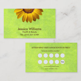 Gele bloemen op Abstract Groen Monogram Klantenkaartje