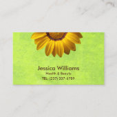 Gele bloemen op Abstract Groen Monogram Klantenkaartje (Voorkant)