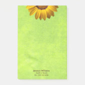 Gele bloemen op Abstract Groen Monogram Post-it® Notes (Voorkant)